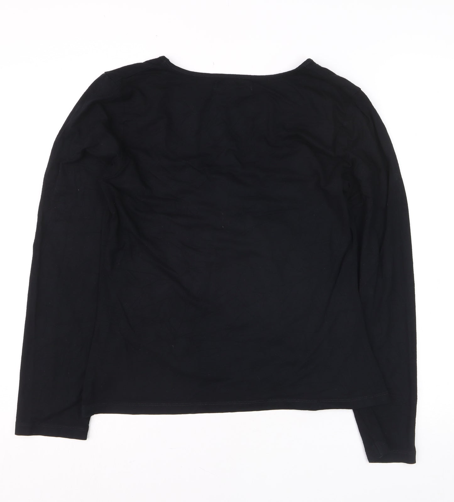 L.K. Bennett Women's Black Jersey V-Neck Long Sleeve Blouse Medium