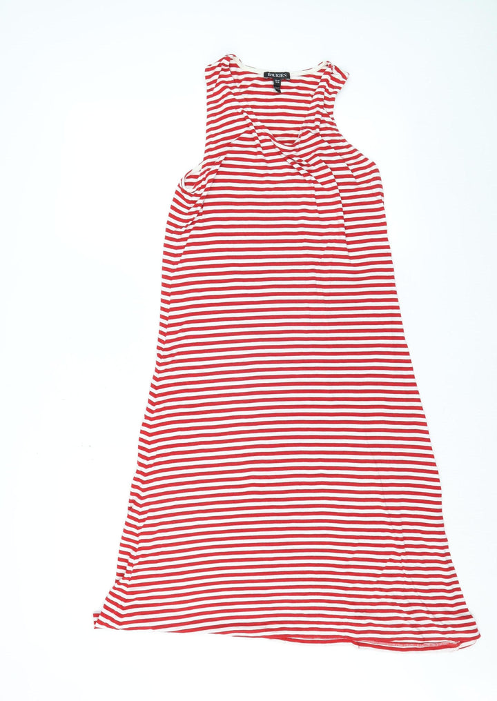 Baukjen Women Red White Striped Viscose Stretch Tank Dress Size 10