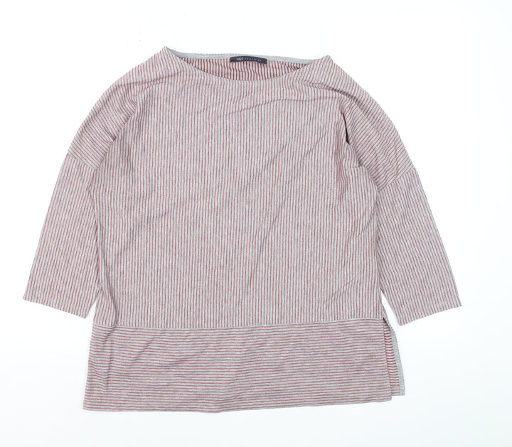 Marks and Spencer Women's Red Mix Striped Jersey 3/4 Sleeve Top Size 12