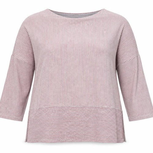 Marks and Spencer Women's Red Mix Striped Jersey 3/4 Sleeve Top Size 12