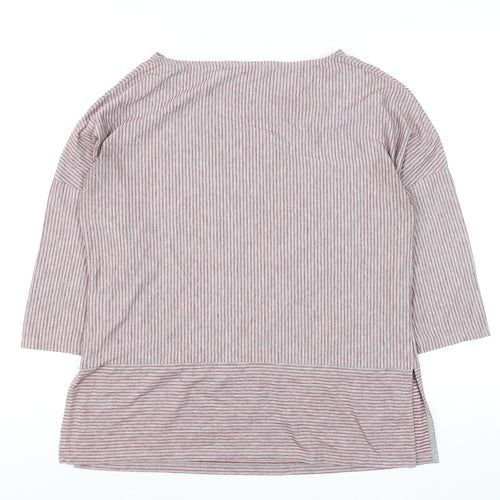 Marks and Spencer Women's Red Mix Striped Jersey 3/4 Sleeve Top Size 12