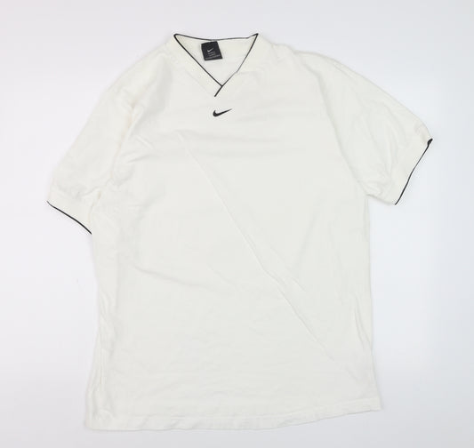Nike Men’s White V-Neck Short Sleeve Cotton T-Shirt Size L