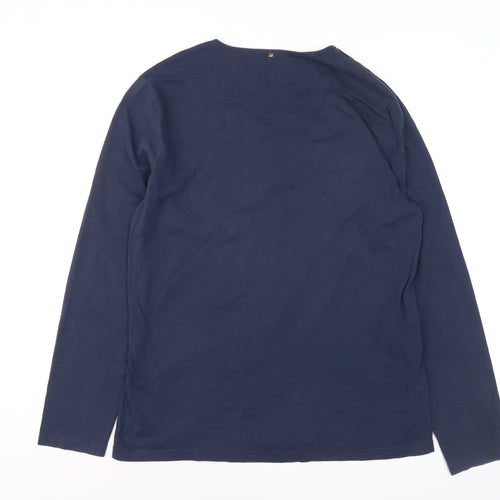 Pretty Green Mens Blue Long Sleeve Cotton Crew Neck Top XL