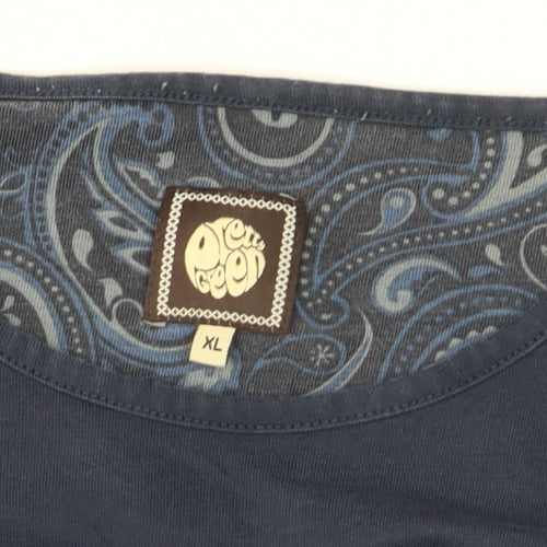 Pretty Green Mens Blue Long Sleeve Cotton Crew Neck Top XL