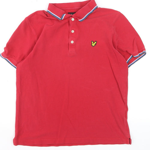 Lyle & Scott Men's Red Cotton Polo Shirt Size L Short Sleeve