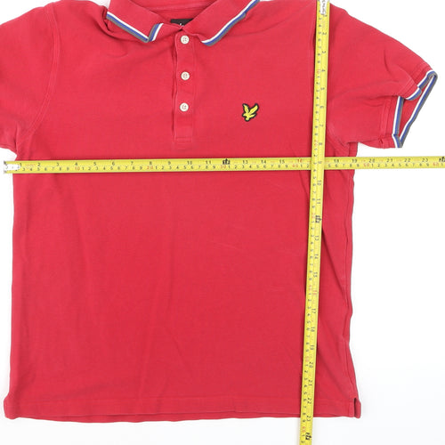 Lyle & Scott Men's Red Cotton Polo Shirt Size L Short Sleeve