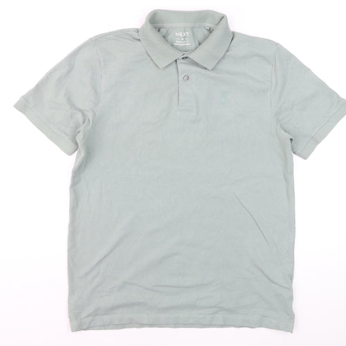 Next Mens Green Regular Fit Cotton Polo Shirt M