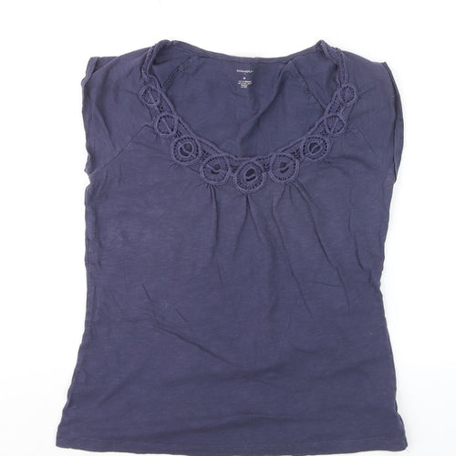 Banana Republic Women's Blue Crochet Neck Cotton T-Shirt Size M