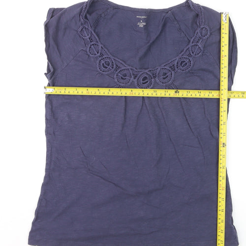 Banana Republic Women's Blue Crochet Neck Cotton T-Shirt Size M