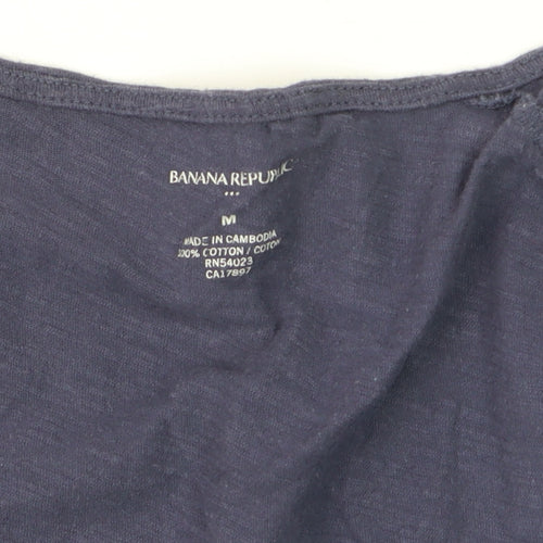 Banana Republic Women's Blue Crochet Neck Cotton T-Shirt Size M