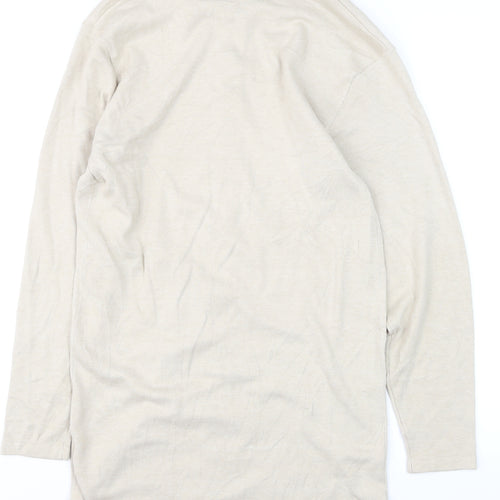 MODE Women’s Beige Collared Cotton Long Sleeve Cardigan Size 10