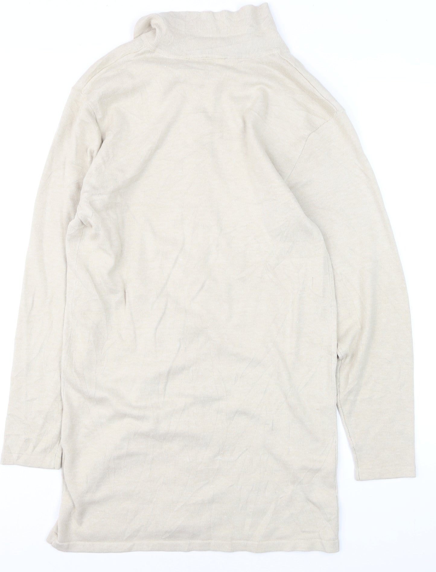 MODE Women’s Beige Collared Cotton Long Sleeve Cardigan Size 10