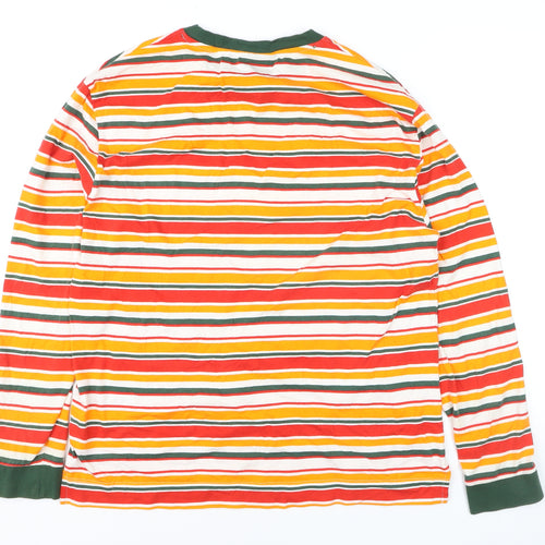 Collusion Men's Multicoloured Striped Long Sleeve Cotton Top Size S