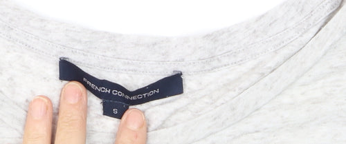 French Connection Women's Grey Cotton Basic T-Shirt Size S