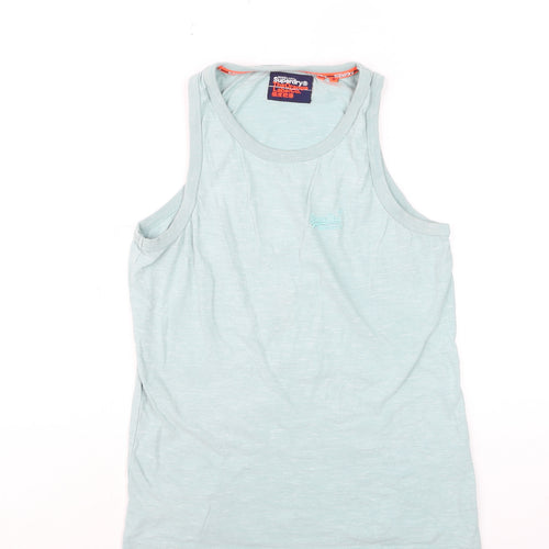Superdry Men's Blue Tank Top M Lightweight Cotton Blend Gym Vest