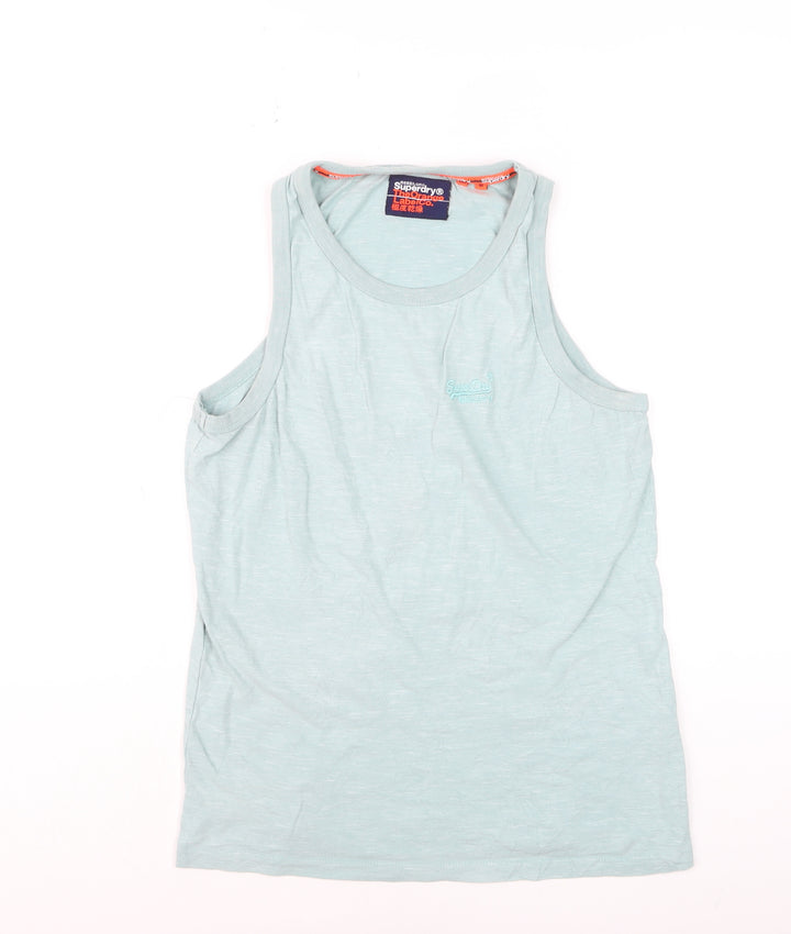 Superdry Men's Blue Tank Top M Lightweight Cotton Blend Gym Vest
