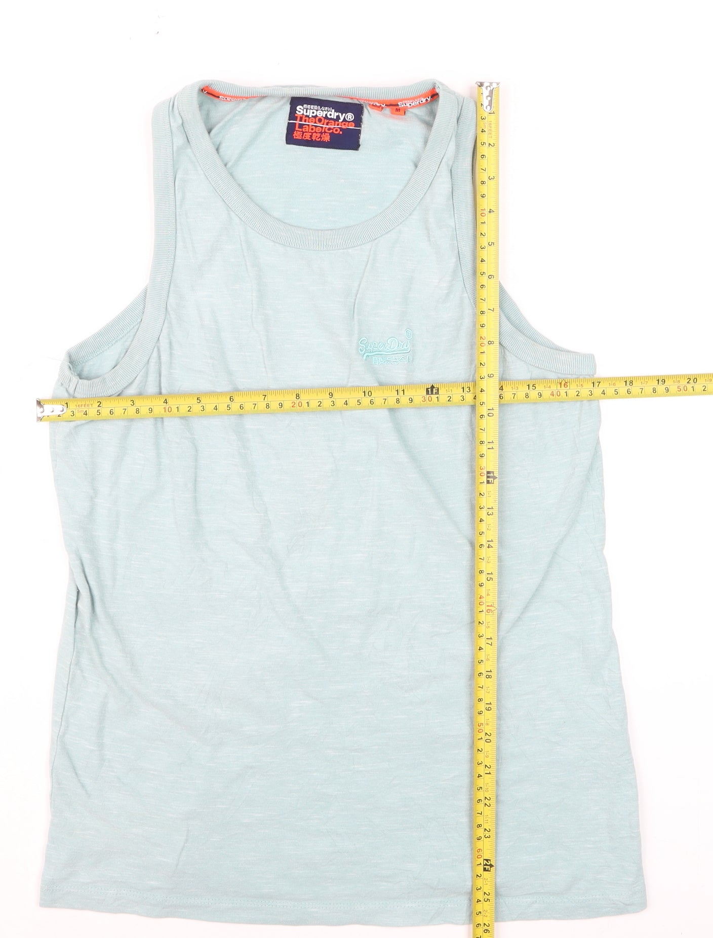 Superdry Men's Blue Tank Top M Lightweight Cotton Blend Gym Vest