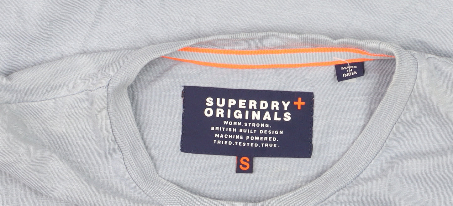 Superdry Men's Blue Crew Neck Short Sleeve Cotton T-Shirt Size S