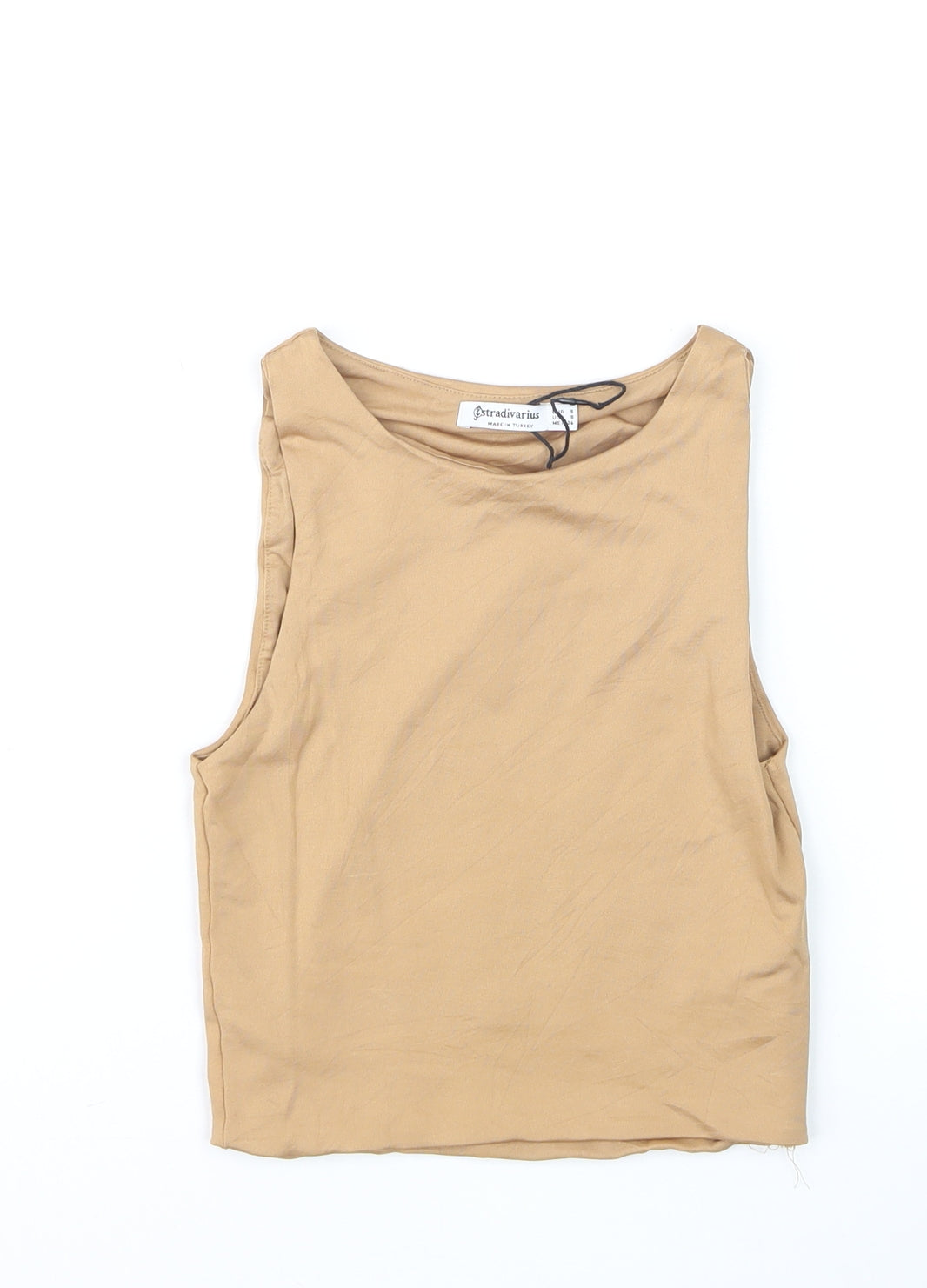 Stradivarius Women Beige Basic Sleeveless Tank Top S
