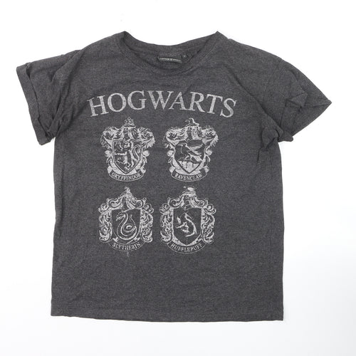 Harry Potter Girls Grey Hogwarts Crest Graphic T-Shirt Size 10