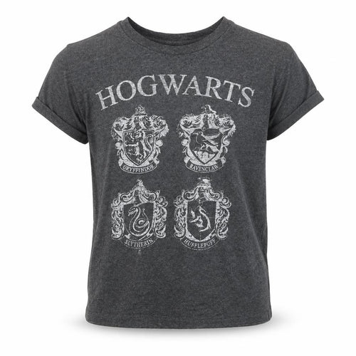 Harry Potter Girls Grey Hogwarts Crest Graphic T-Shirt Size 10