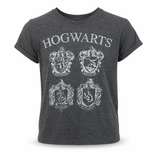 Harry Potter Girls Grey Hogwarts Crest Graphic T-Shirt Size 10
