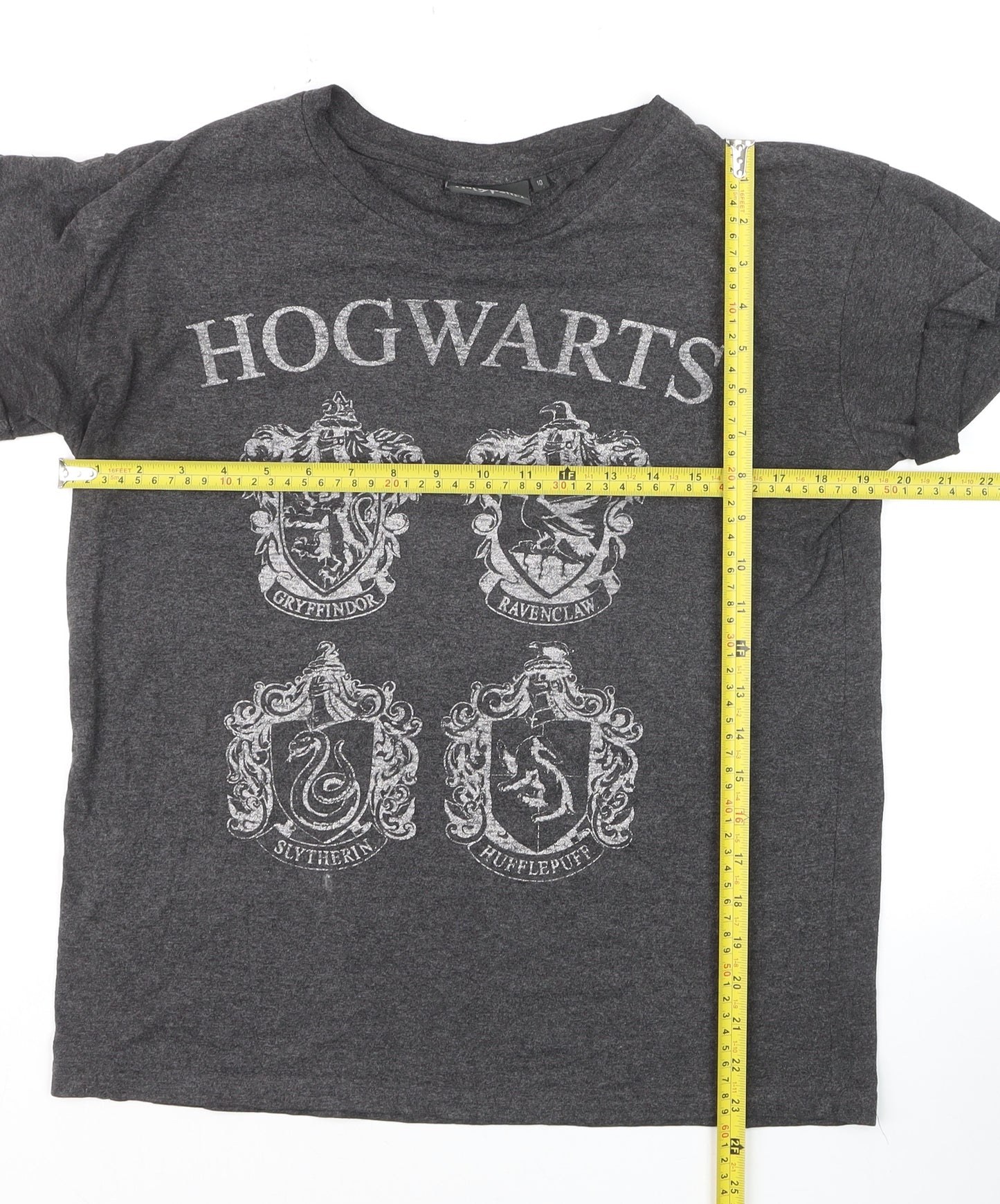 Harry Potter Girls Grey Hogwarts Crest Graphic T-Shirt Size 10