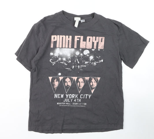 H&M Women’s Black Pink Floyd Graphic T-Shirt M Basic Rock Band Top