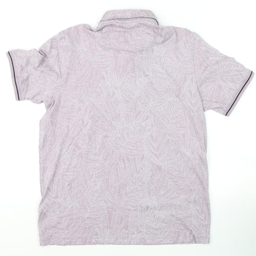 Ted Baker Men's Pink Floral Print Cotton Polo Shirt Size L
