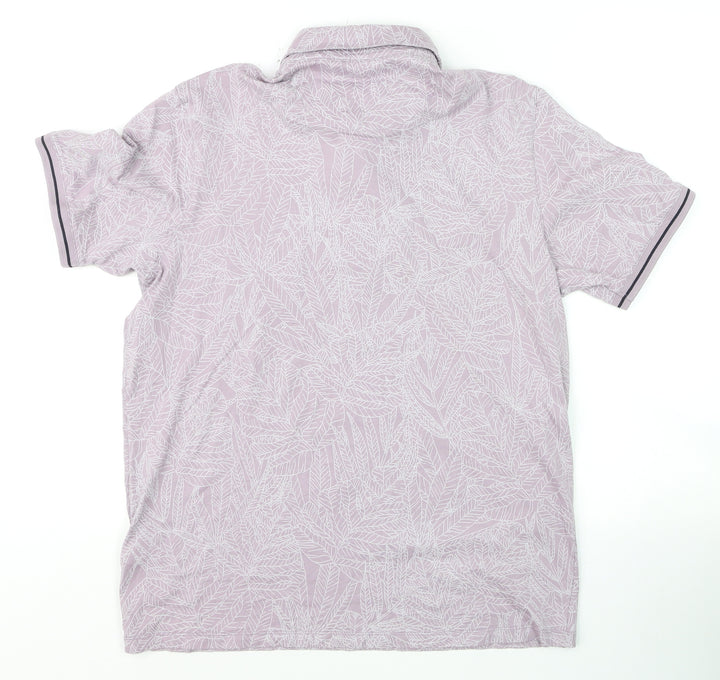 Ted Baker Men's Pink Floral Print Cotton Polo Shirt Size L