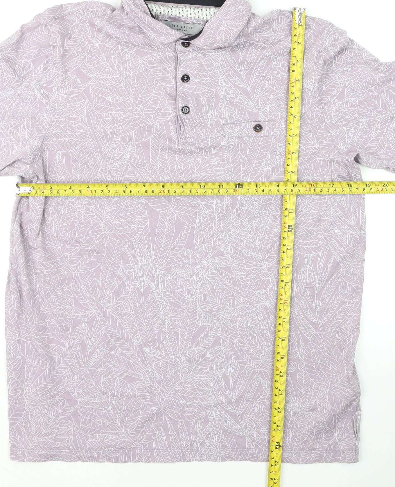 Ted Baker Men's Pink Floral Print Cotton Polo Shirt Size L