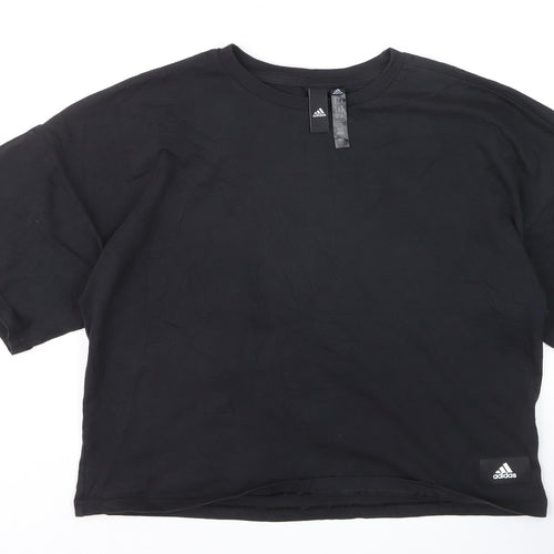 Adidas Women’s Black Cropped Relaxed Fit Training T-Shirt Size M