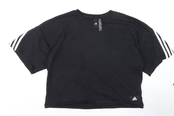 Adidas Women’s Black Cropped Relaxed Fit Training T-Shirt Size M