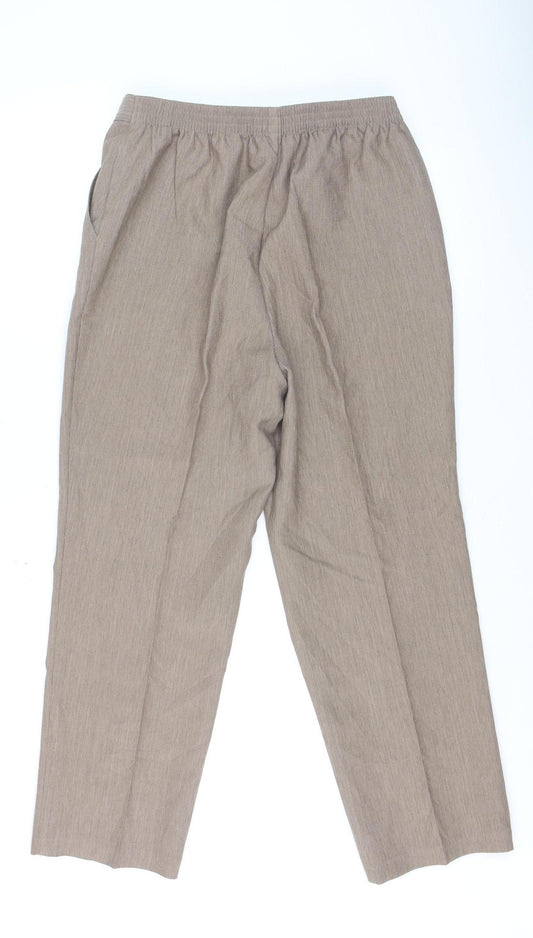 Marks and Spencer Women Beige Size 14 Twill Straight Trousers