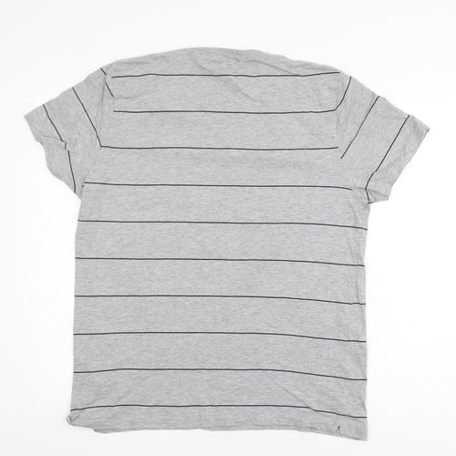 French Connection Men's Grey Striped Cotton T-Shirt XL