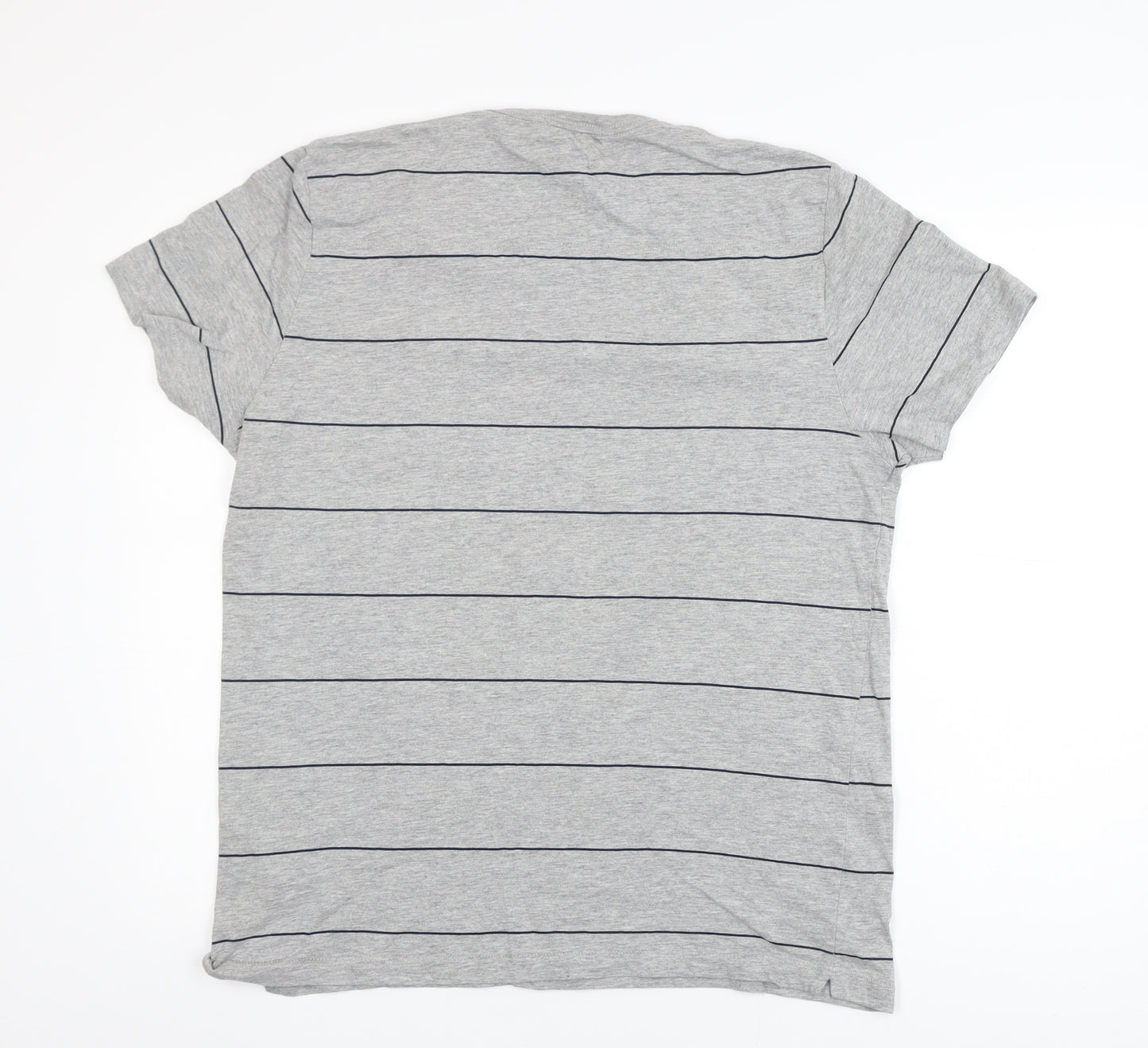 French Connection Men's Grey Striped Cotton T-Shirt XL