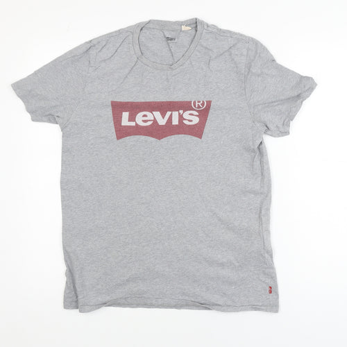 Levi's Men's Grey Small Logo Graphic Crew Neck T-Shirt