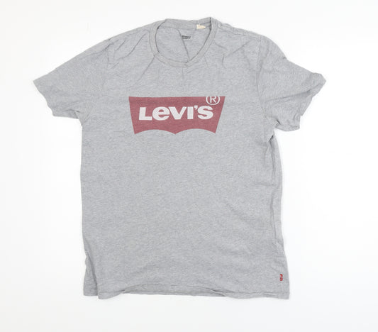 Levi's Men's Grey Small Logo Graphic Crew Neck T-Shirt