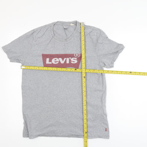 Levi's Men's Grey Small Logo Graphic Crew Neck T-Shirt