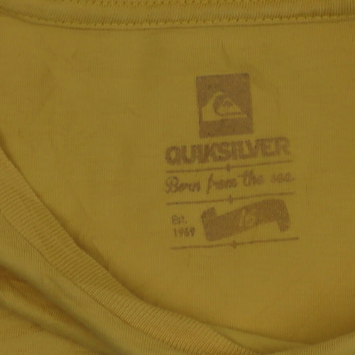 Quiksilver Men's Yellow Skull Graphic Cotton T-Shirt Size L