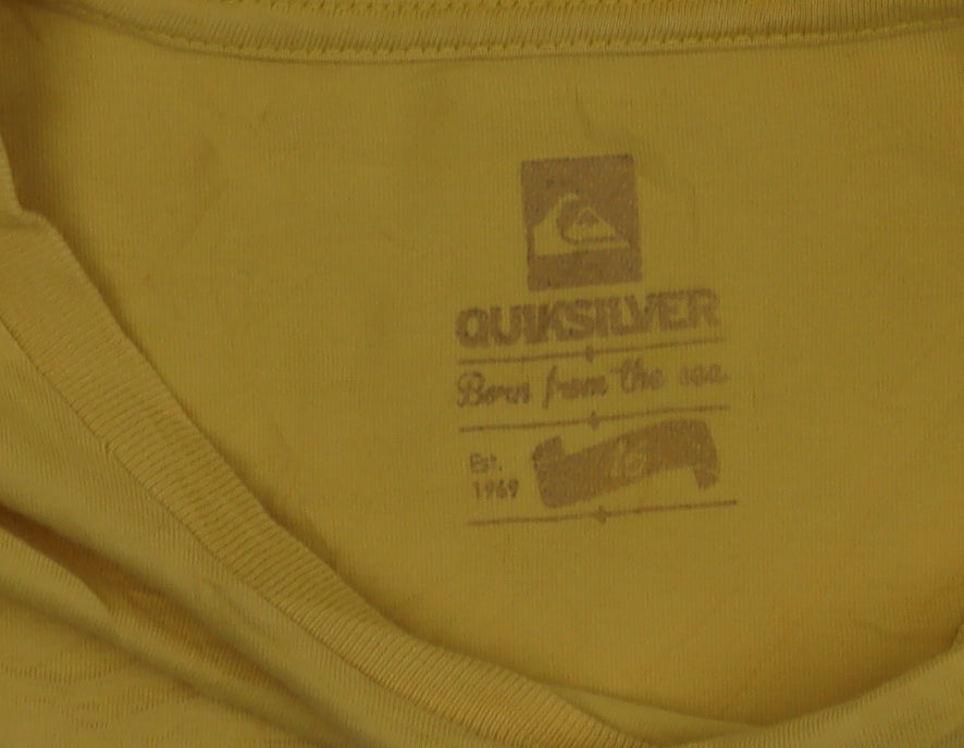 Quiksilver Men's Yellow Skull Graphic Cotton T-Shirt Size L