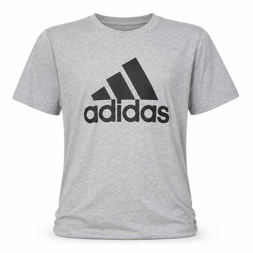 Adidas Boys Grey Large Logo T-Shirt Short Sleeve Sports Cotton Top