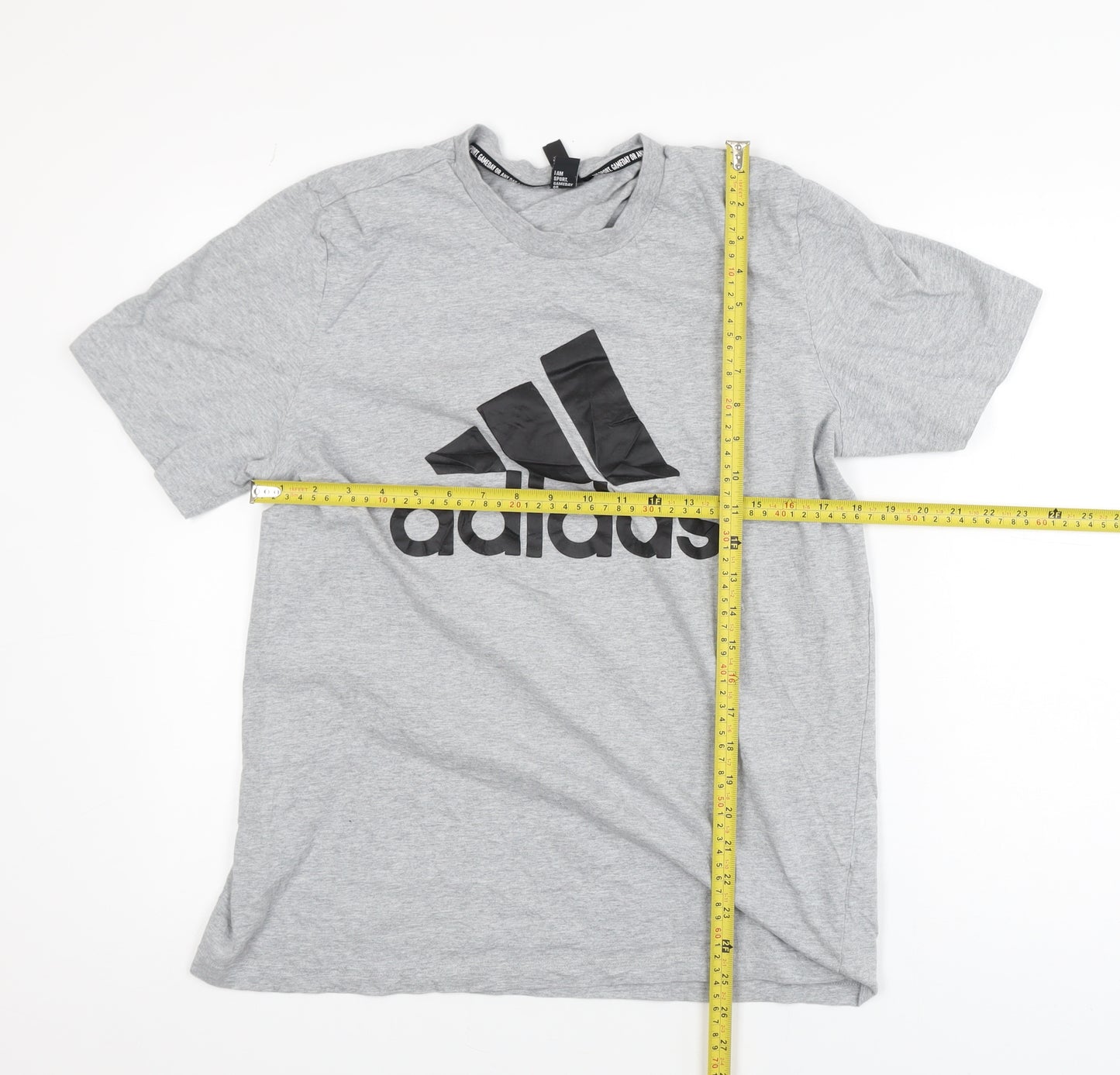 Adidas Boys Grey Large Logo T-Shirt Short Sleeve Sports Cotton Top