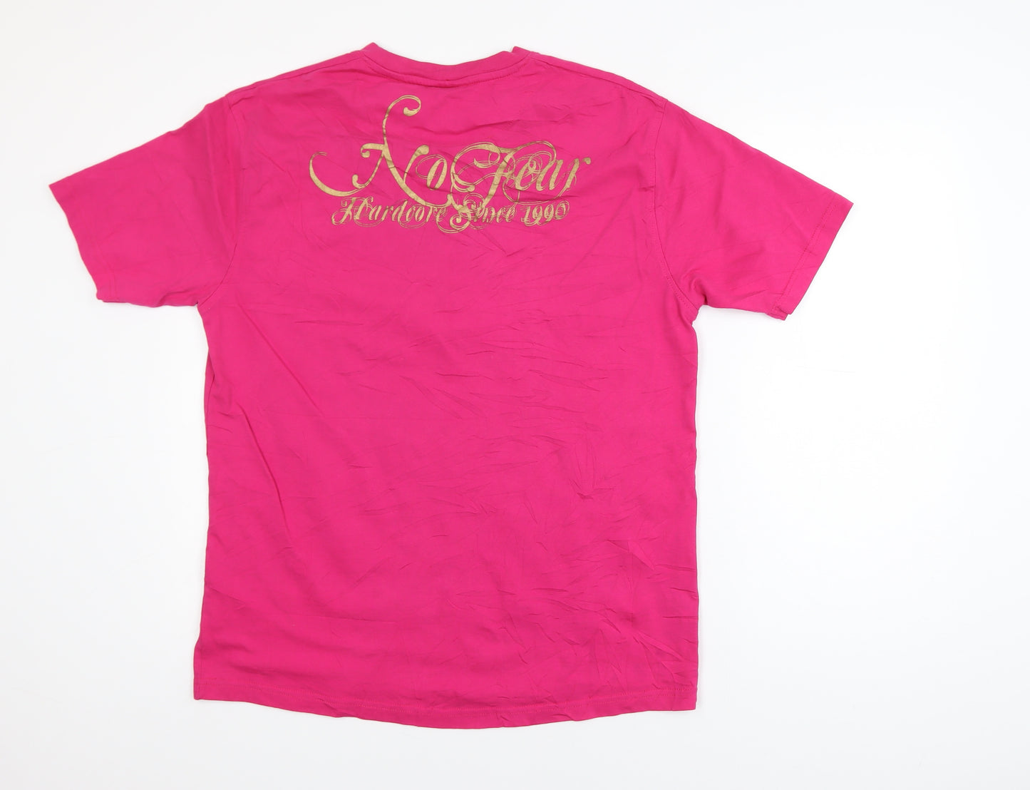 No Fear Women’s Pink Skull Graphic T-Shirt Size L Short Sleeve Cotton