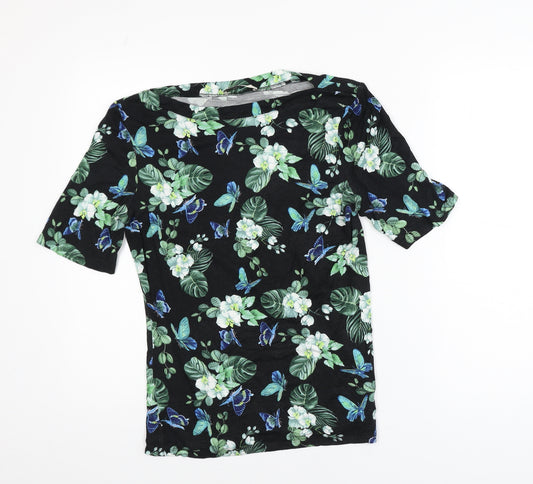 Oasis Womens Black Floral Butterfly Jersey T-Shirt Size 12