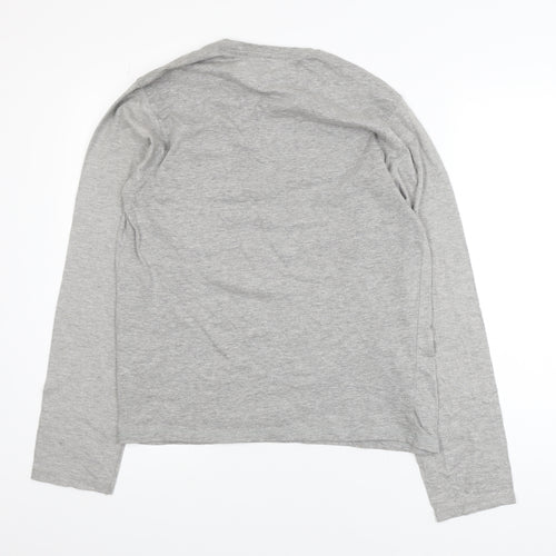 KB Polo Mens Grey Long Sleeve Graphic Cotton T-Shirt Size M