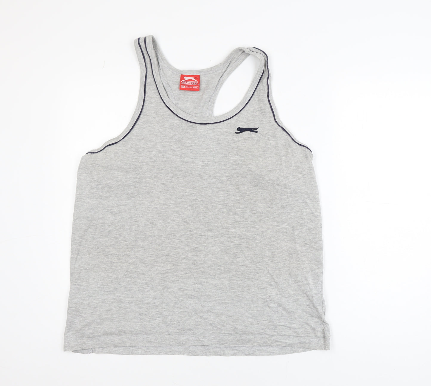 Slazenger Men Grey Tank Top L Athletic Fit Sports Gym Vest
