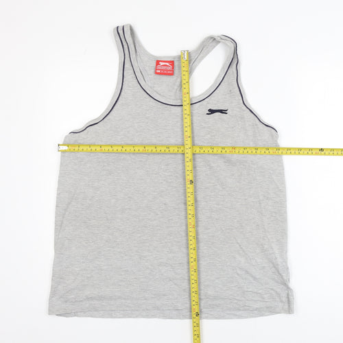 Slazenger Men Grey Tank Top L Athletic Fit Sports Gym Vest