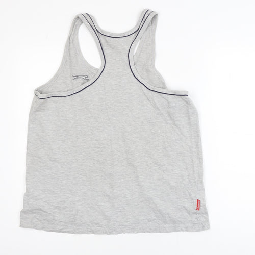Slazenger Men Grey Tank Top L Athletic Fit Sports Gym Vest