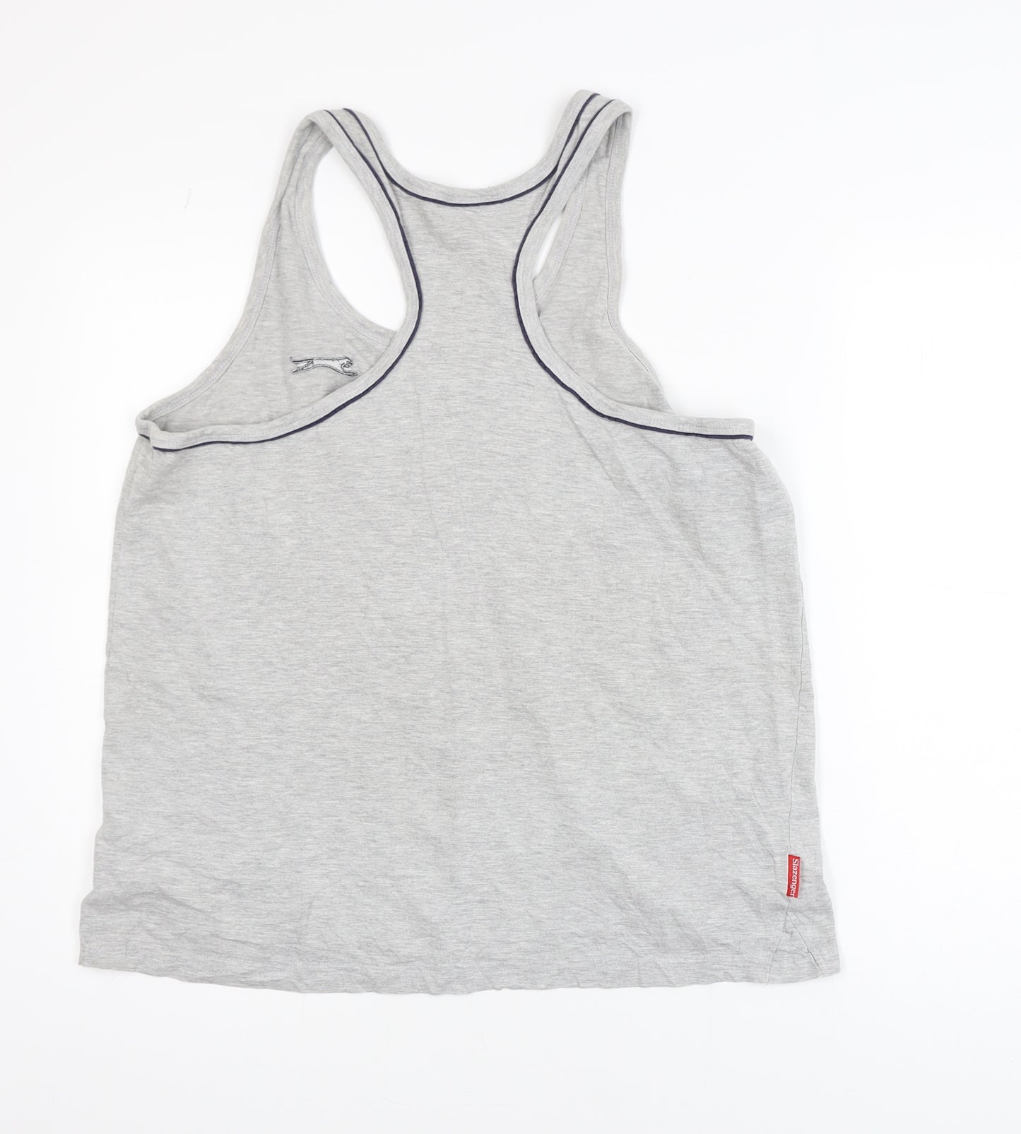 Slazenger Men Grey Tank Top L Athletic Fit Sports Gym Vest